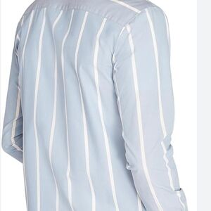 H&M Light Blue Shirt with White Vertical Stripes 100% Cotton Regular Fit